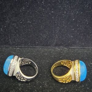 QVC Lauren G Adams Gold Or Silvertone Blue Magnesite Ring Size 8